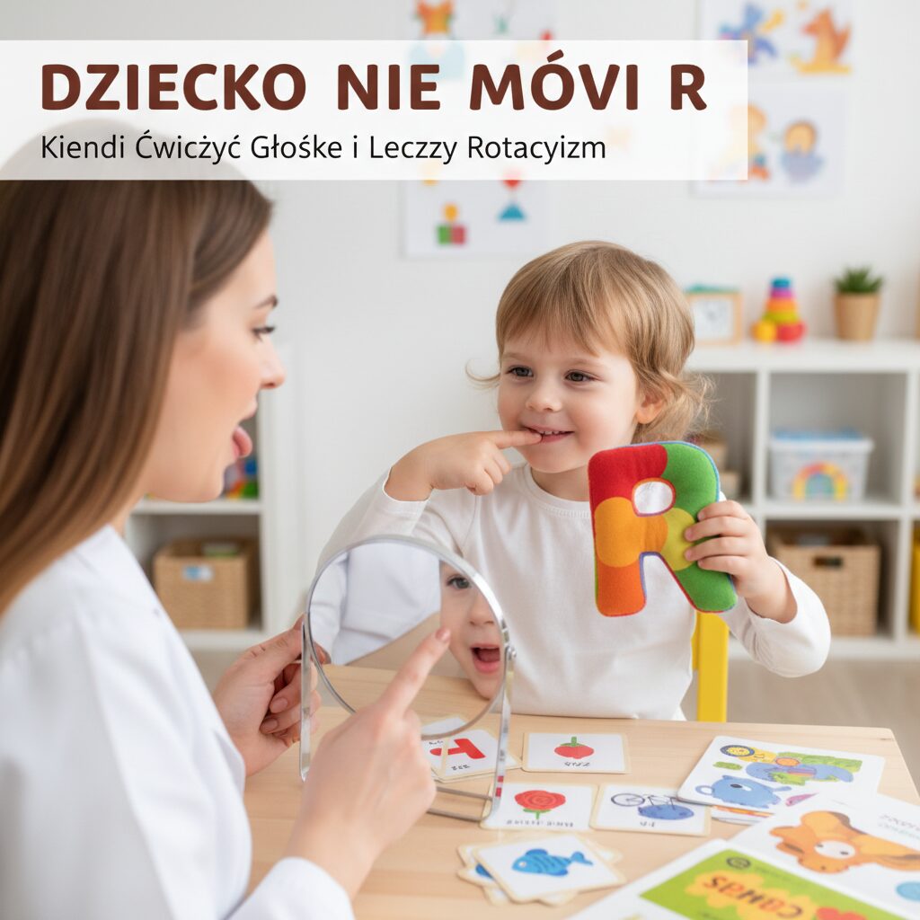 Dziecko ćwiczące wymowę głoski R z logopedą w celu leczenia rotacyzmu.