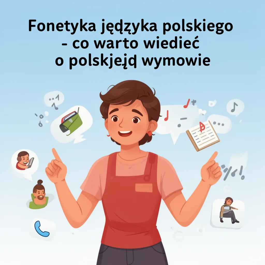 Diagram showing Polish phonetics with vowels, consonants, and pronunciation symbols on a white background.