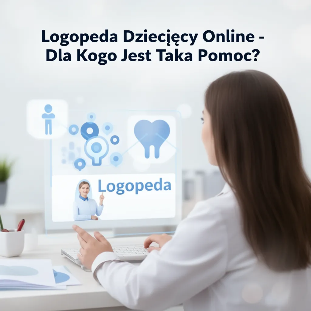 Dziecko na sesji terapii mowy z logopedą online na komputerze